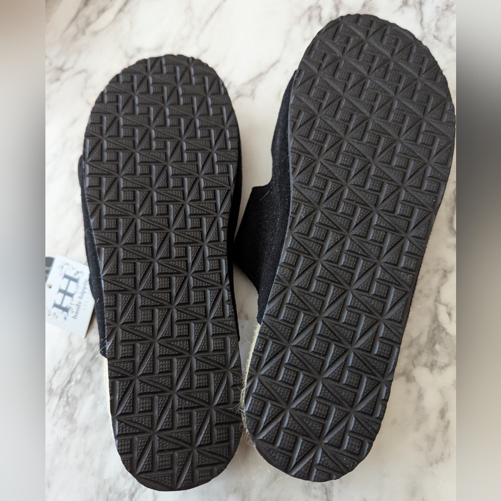 Haute Hippie Black Double Buckle Espadrille Slide Sandals NWT - Picture 6 of 7